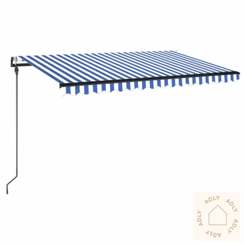 Automatisk Markise Med Vindsensor Og Led 400X300 Cm Blå Og Hvit