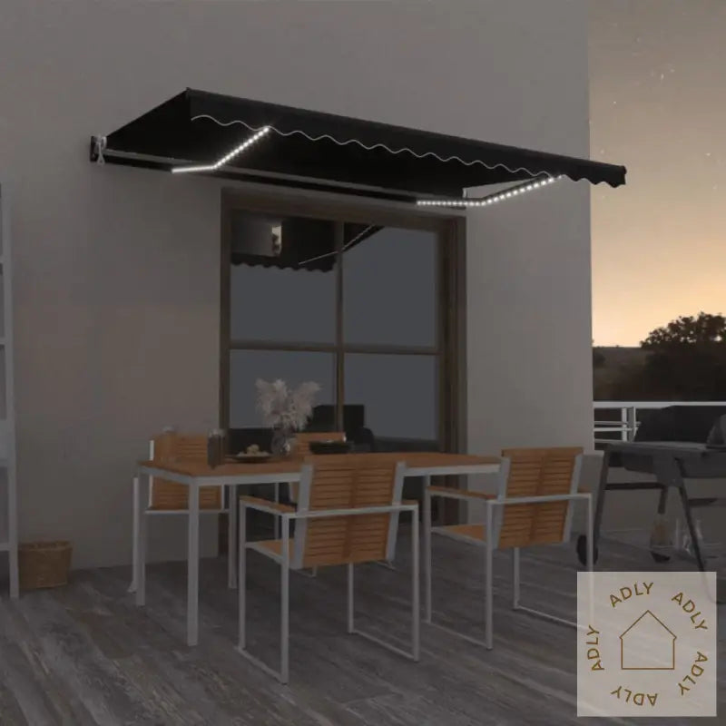 Automatisk Markise Med Vindsensor Og Led 400X350 Cm Antrasitt