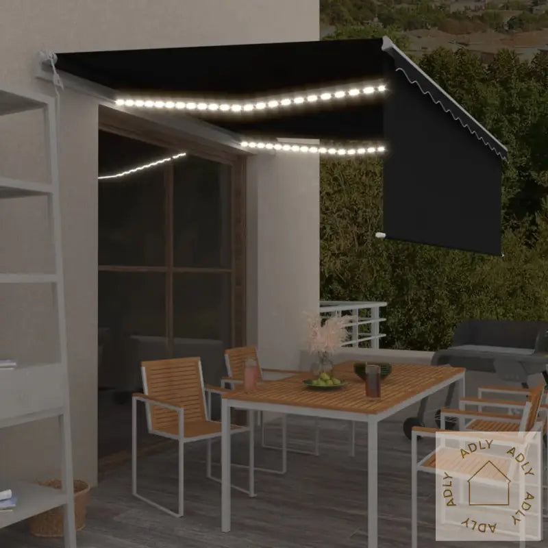 Automatisk Markise Rullegardin Vindsensor Led 4X3 M Antrasitt