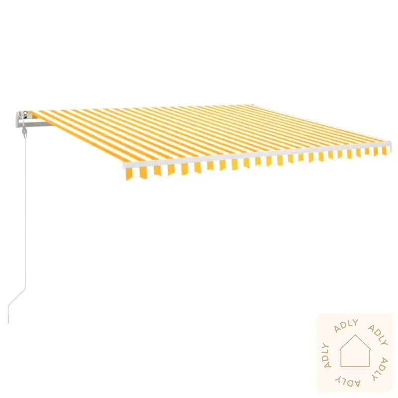 Automatisk Uttrekkbar Markise 450X350 Cm Gul Og Hvit