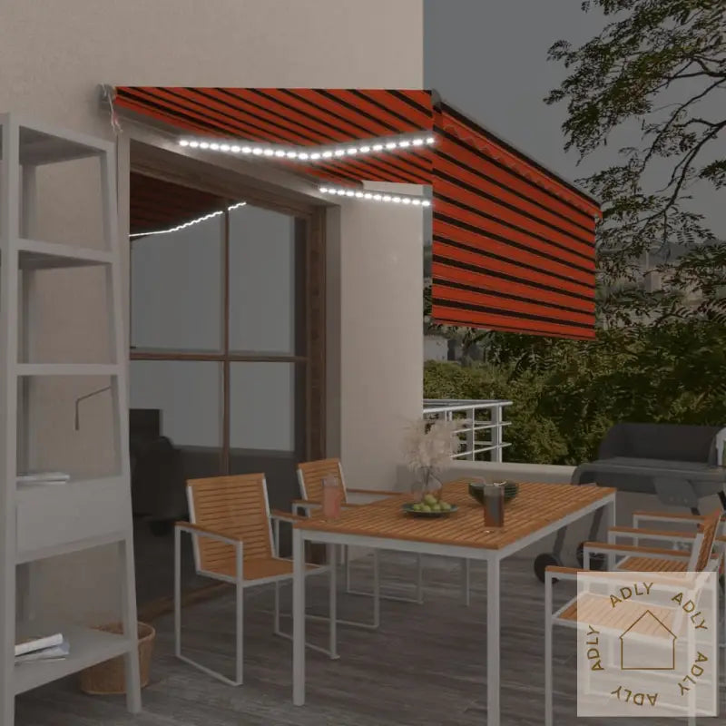 Automatisk Markise Rullegardin Led Vindsensor 3X2,5M Oransje