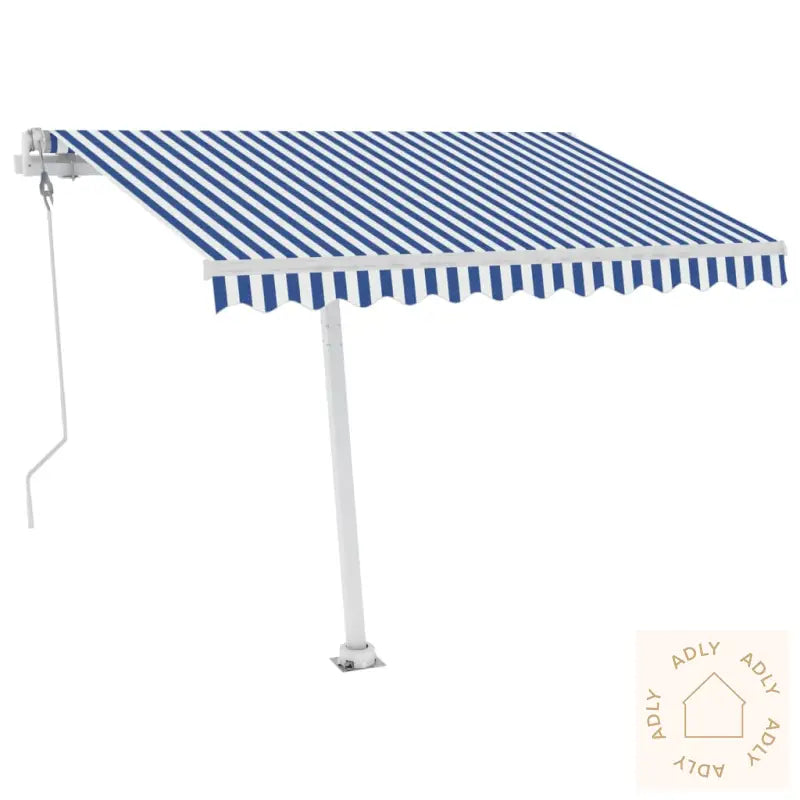 Frittstående Automatisk Markise 300X250 Cm Blå Og Hvit