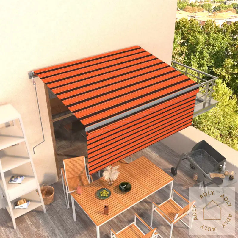 Automatisk Uttrekkbar Markise Rullegardin 3X2,5 M Oransje Brun