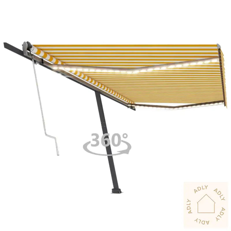 Automatisk Markise Med Vindsensor Og Led 500X300 Cm Gul/Hvit