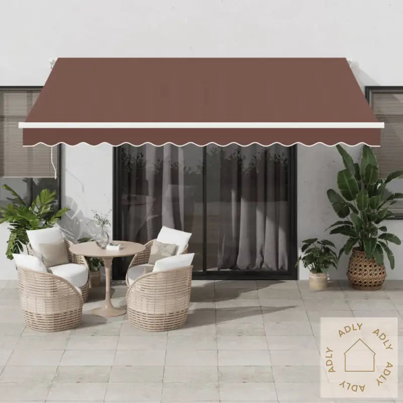 Manuell Uttrekkbar Markise Med Led Brun 400X350 Cm