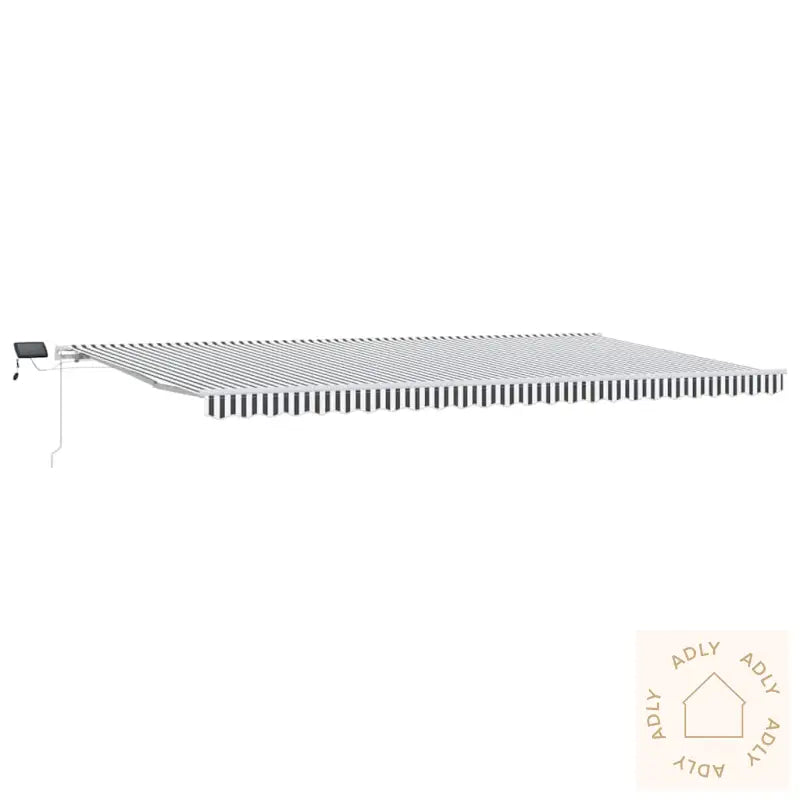 Manuell Uttrekkbar Markise Med Led Antrasitt Og Hvit 600X300 Cm