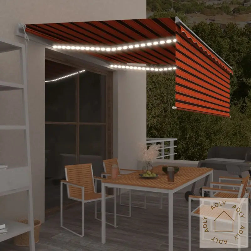 Automatisk Markise Rullegardin Vindsensor Led 4X3M Oransje Brun