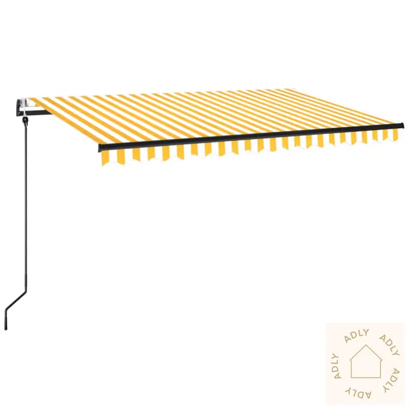 Automatisk Uttrekkbar Markise 450X350 Cm Gul Og Hvit