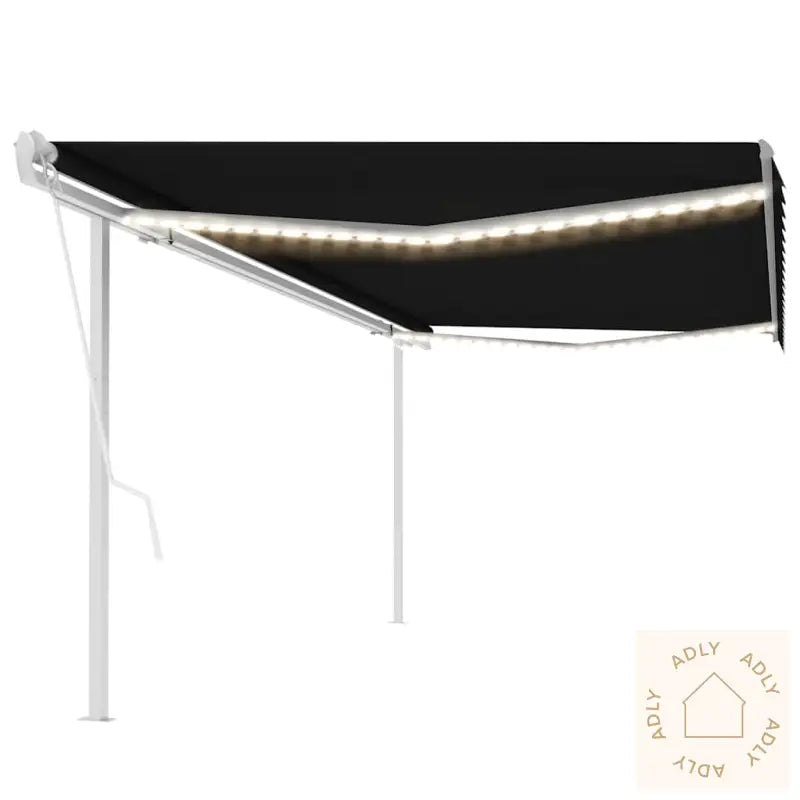 Automatisk Markise Med Vindsensor Og Led 5X3 M Antrasitt