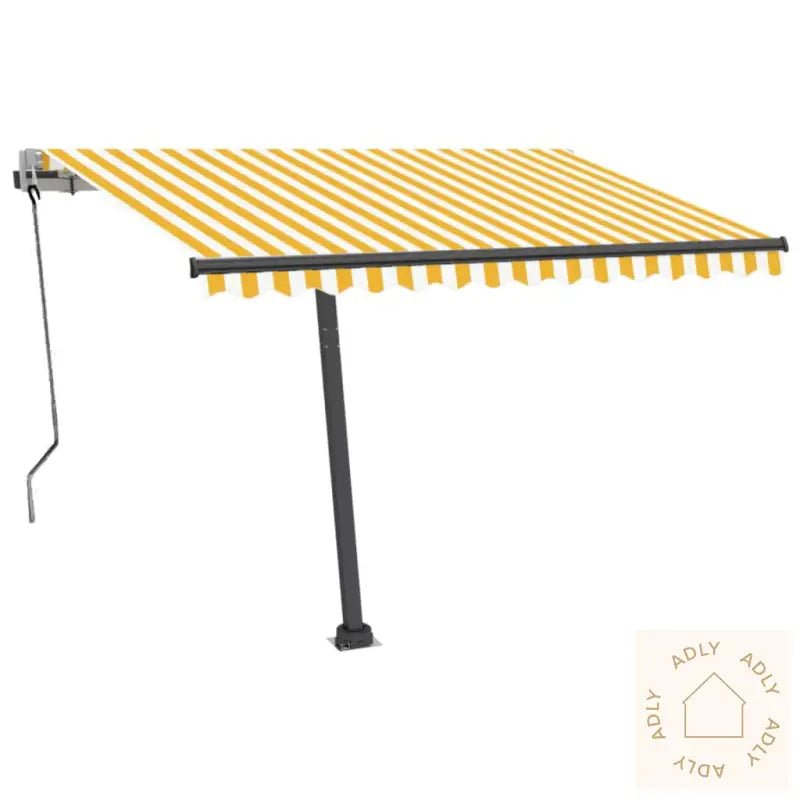 Automatisk Markise Med Led Og Vindsensor 300X250 Cm Gul Og Hvit