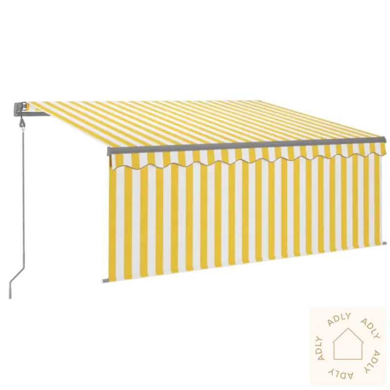 Automatisk Markise Rullegardin Led Vindsensor 3X2,5 M Gul Hvit
