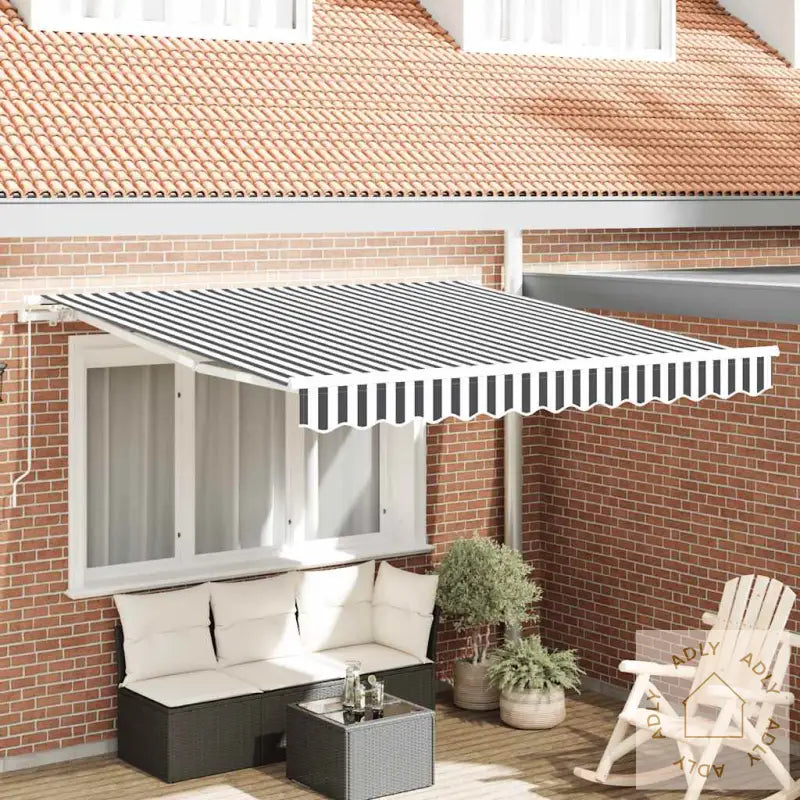 Manuell Uttrekkbar Markise Antrasitt Og Hvit 300X250 Cm