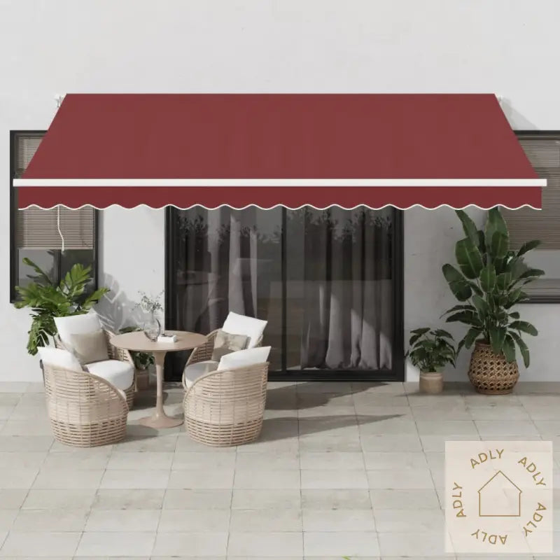 Automatisk Uttrekkbar Markise Med Led Burgunder 450X350 Cm