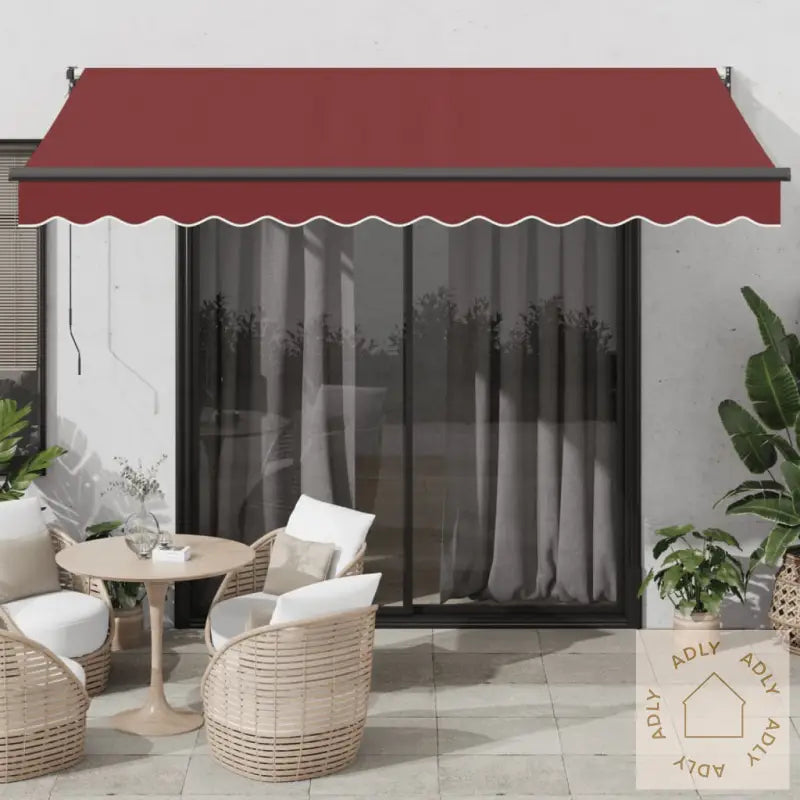 Automatisk Uttrekkbar Markise Med Led Burgunder 350X250 Cm