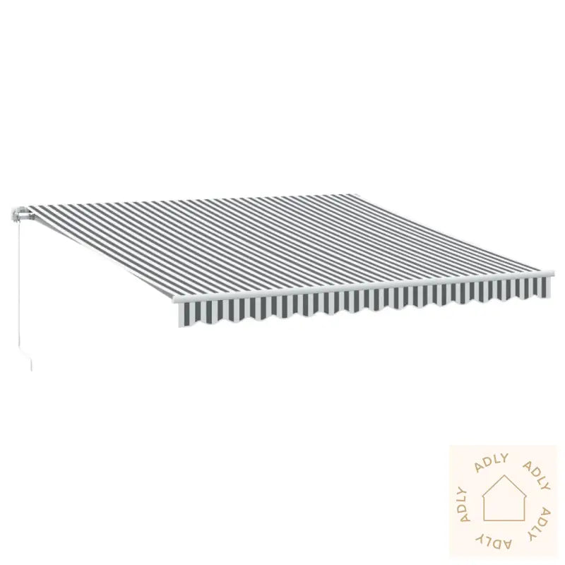 Manuell Uttrekkbar Markise Antrasitt Og Hvit 400X350 Cm