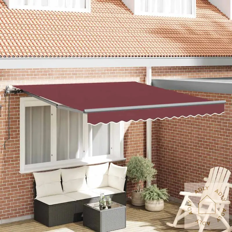 Automatisk Uttrekkbar Markise Med Led Burgunder 300X250 Cm