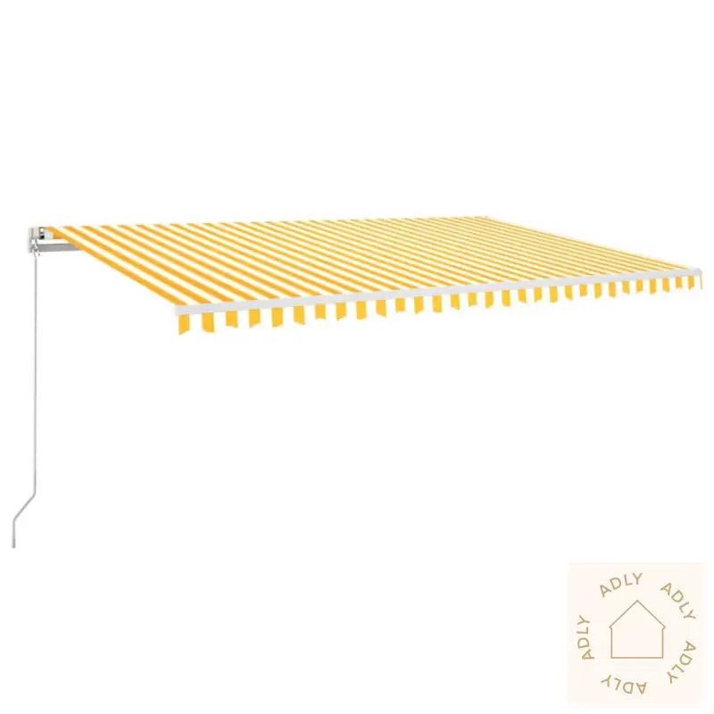 Automatisk Markise Med Vindsensor Og Led 500X300 Cm Gul/Hvit