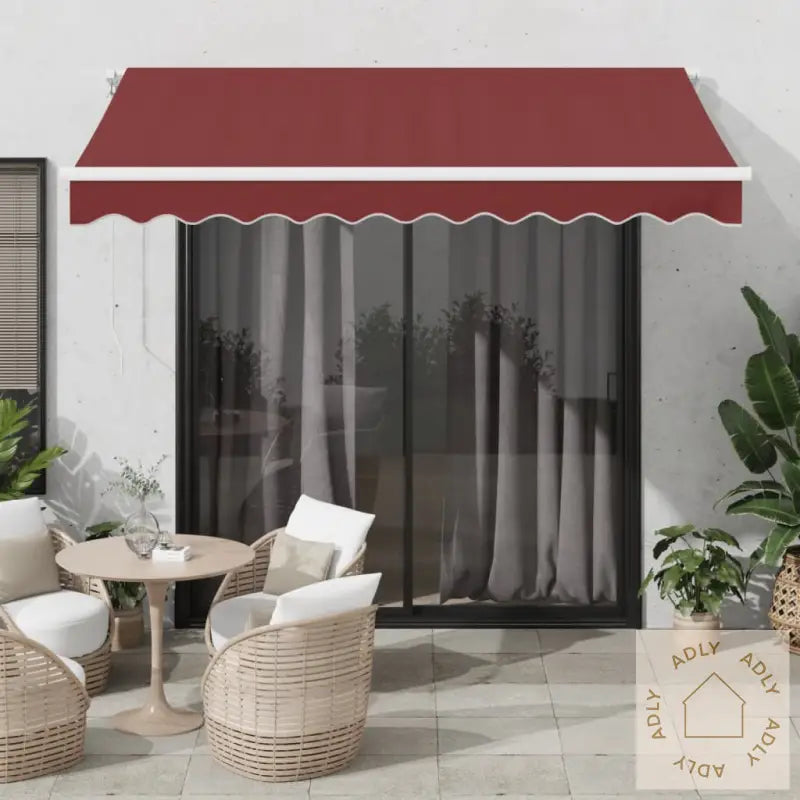 Automatisk Uttrekkbar Markise Med Led Burgunder 300X250 Cm