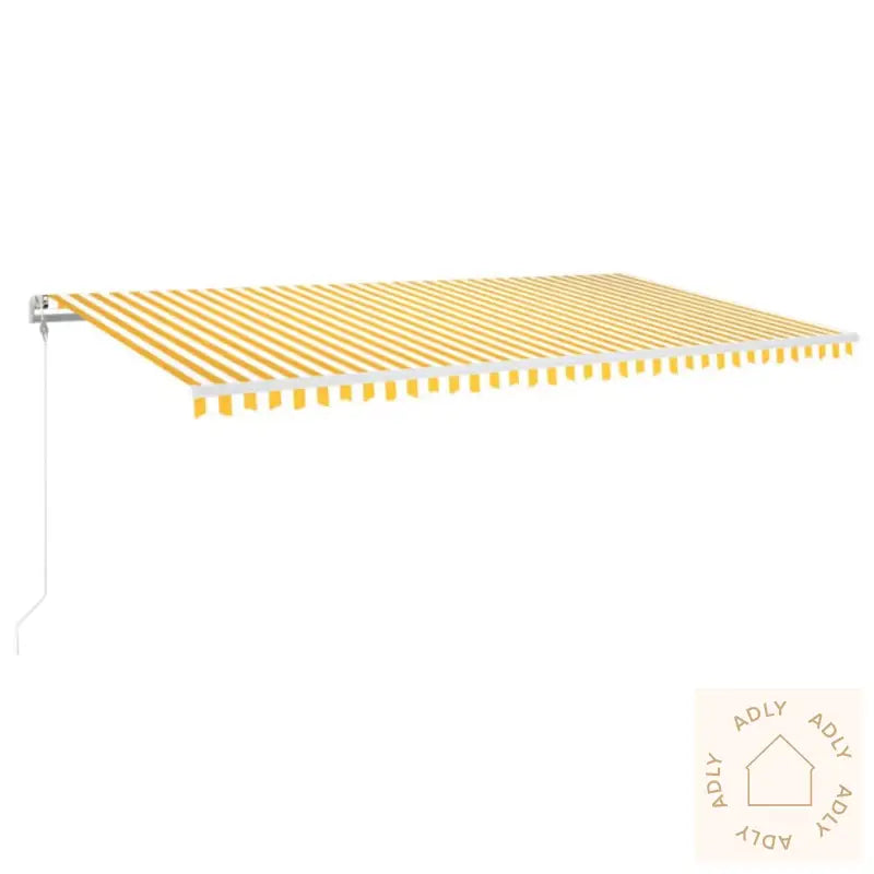 Automatisk Uttrekkbar Markise 600X350 Cm Gul Og Hvit