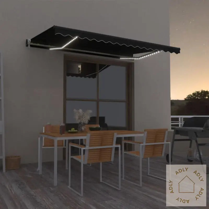 Automatisk Markise Med Vindsensor Og Led 450X350 Cm Antrasitt