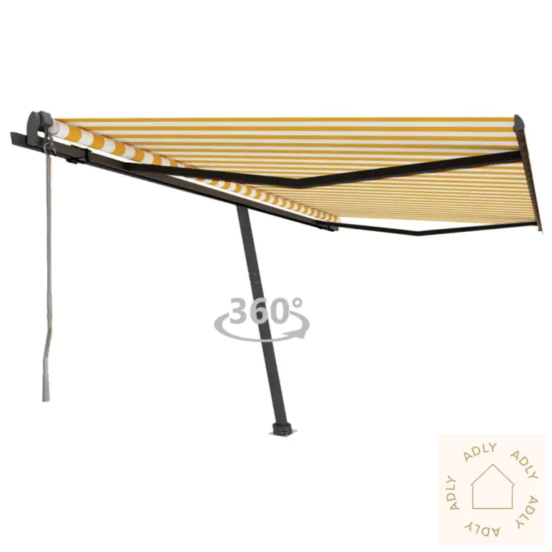 Frittstående Automatisk Markise 450X350 Cm Gul/Hvit