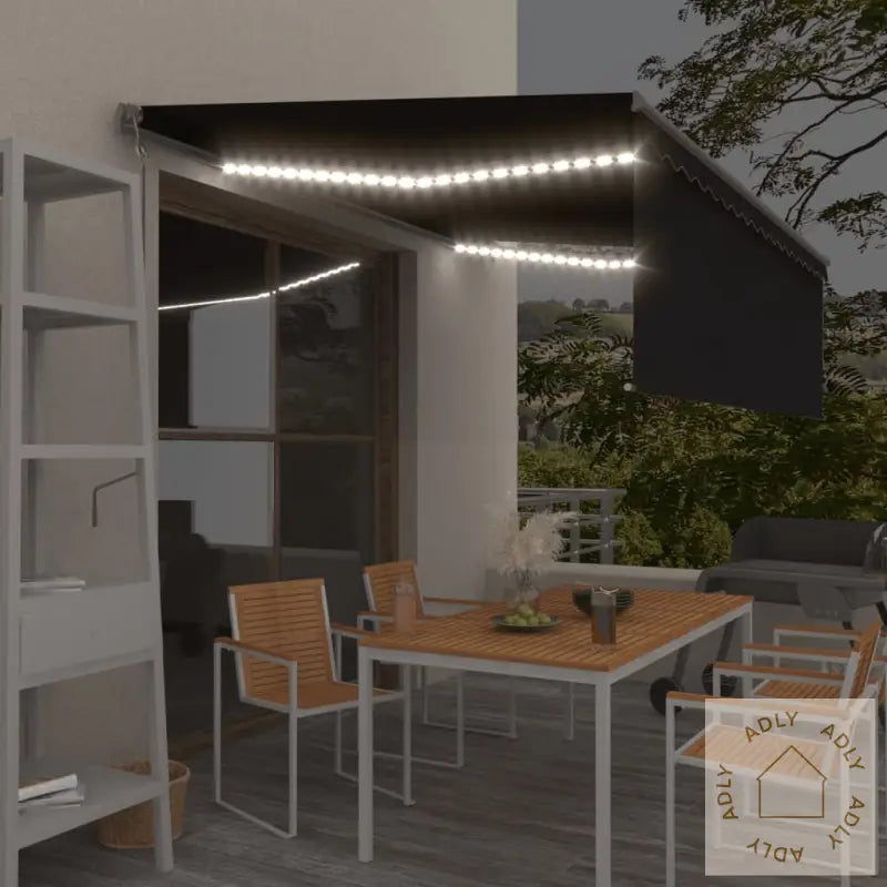 Automatisk Markise Rullegardin Led Vindsensor 4,5X3 M Antrasitt