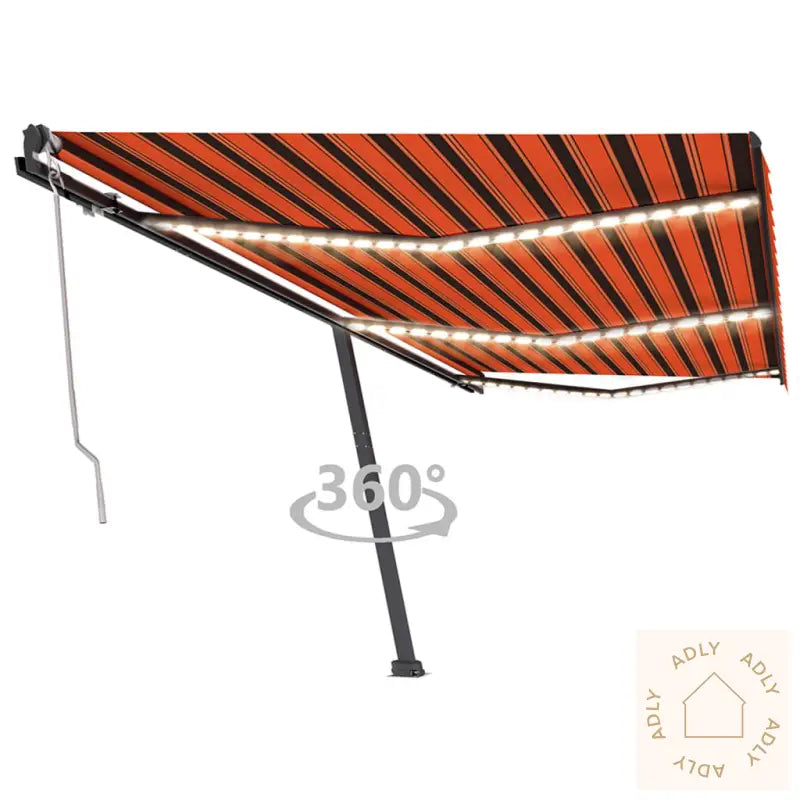 Automatisk Markise Med Vindsensor Og Led 600X350Cm Oransje/Brun