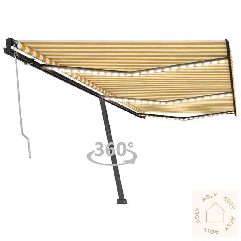 Automatisk Markise Med Vindsensor Og Led 600X350 Cm Gul/Hvit