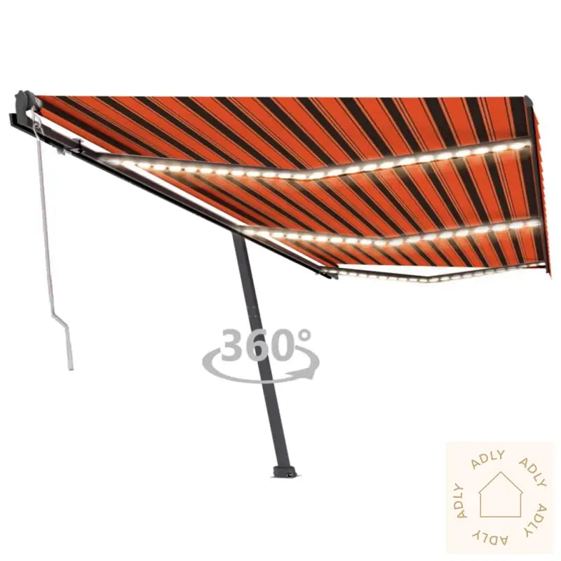 Automatisk Markise Med Vindsensor Og Led 600X300Cm Oransje/Brun