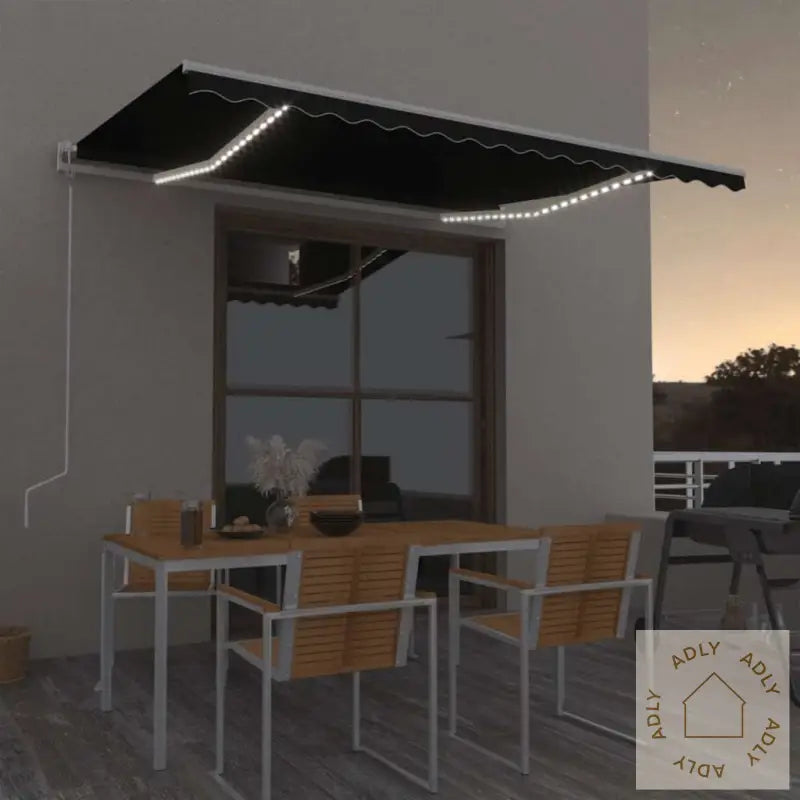 Automatisk Markise Med Vindsensor Og Led 450X300 Cm Antrasitt