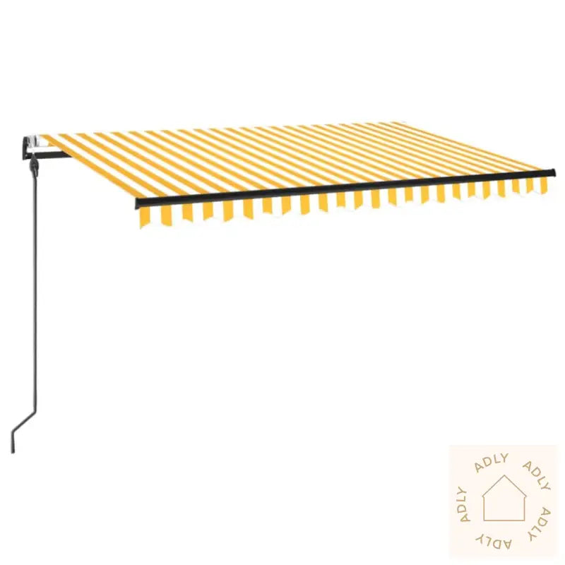 Automatisk Uttrekkbar Markise 450X300 Cm Gul Og Hvit