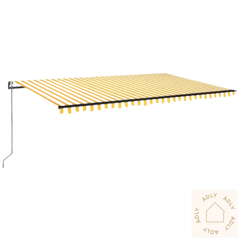 Yellow and hvit stripet uttrekkbar markise med lett aluminiumsramme i pulverlakkert aluminium