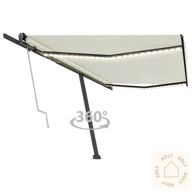 Automatisk Markise Med Vindsensor Og Led 500X350 Cm Kremhvit