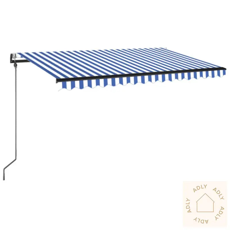 Automatisk Uttrekkbar Markise 400X350 Cm Blå Og Hvit