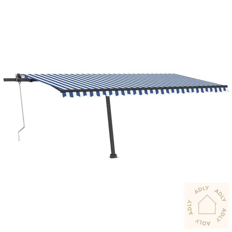 Frittstående Automatisk Markise 500X350 Cm Blå/Hvit