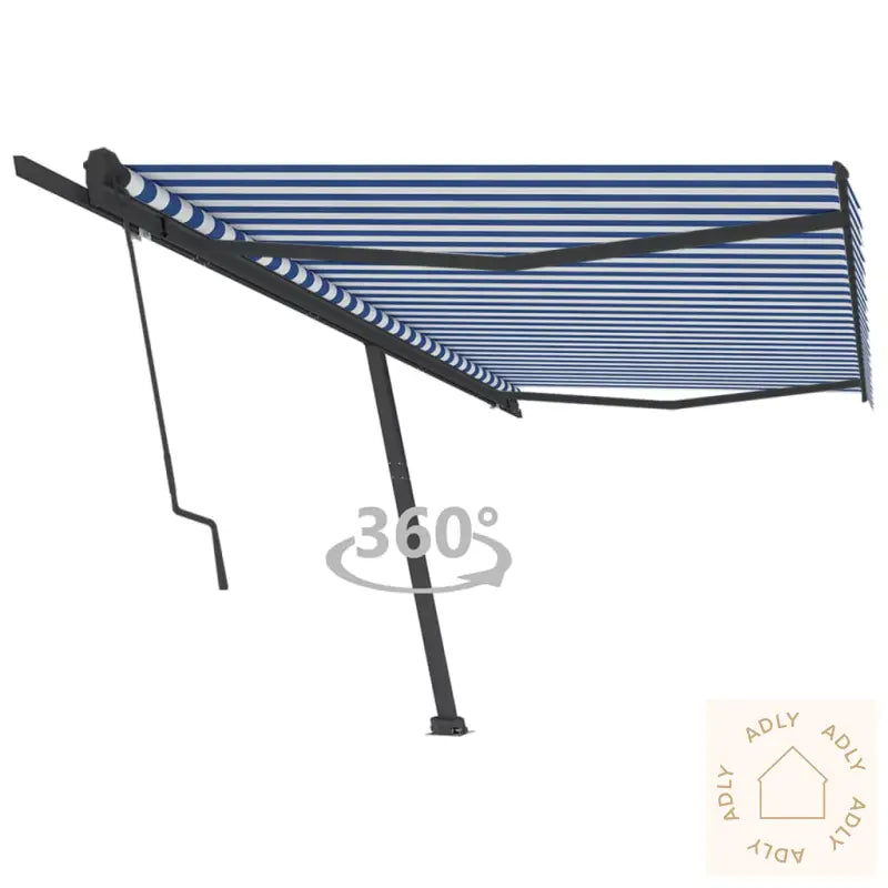 Frittstående Automatisk Markise 500X350 Cm Blå/Hvit