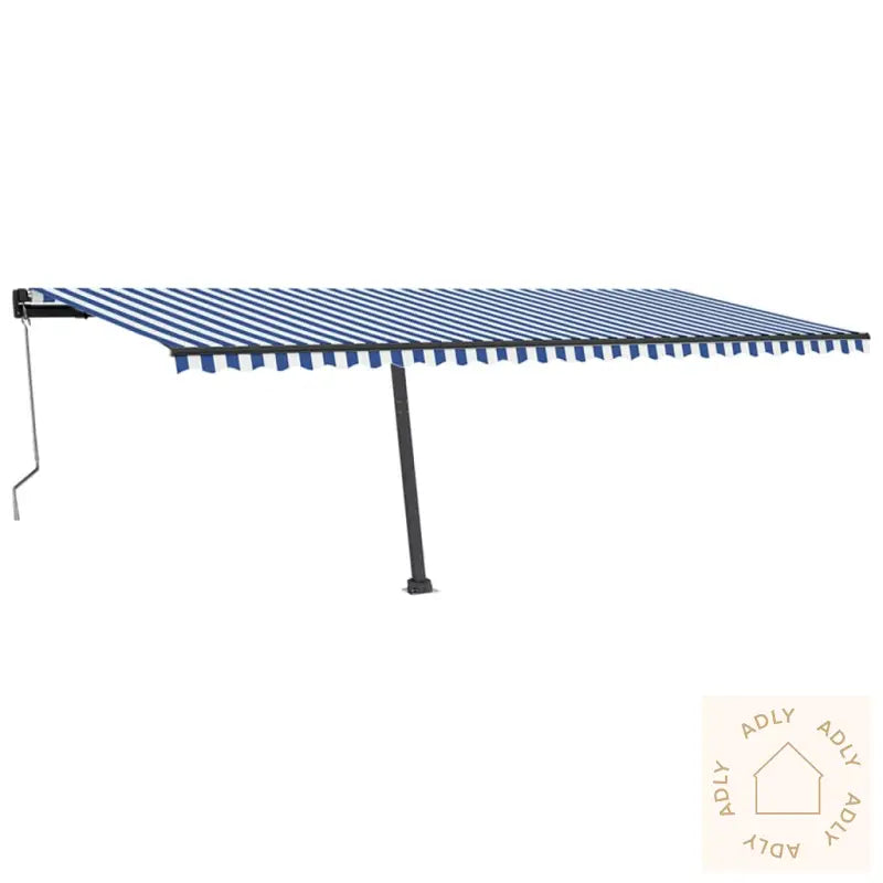 Automatisk Markise Med Vindsensor Og Led 600X350 Cm Blå Og Hvit