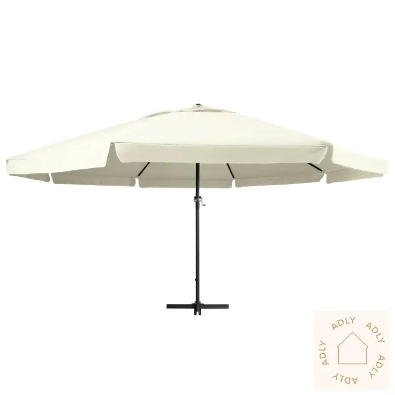 Hageparasoll Med Aluminiumsstang 600 Cm Sandhvit