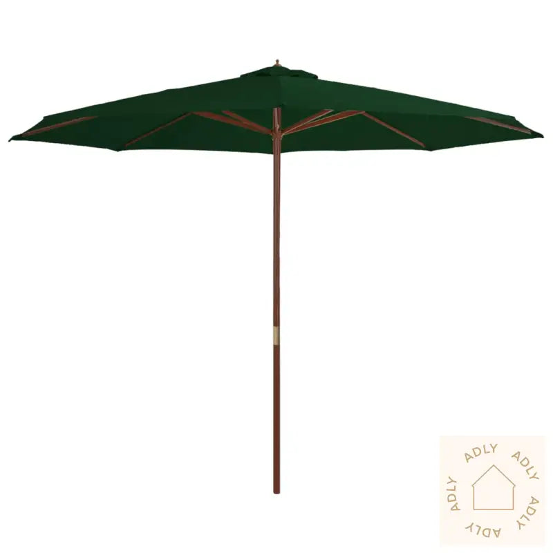 Parasoll Med Trestang 350 Cm Grønn