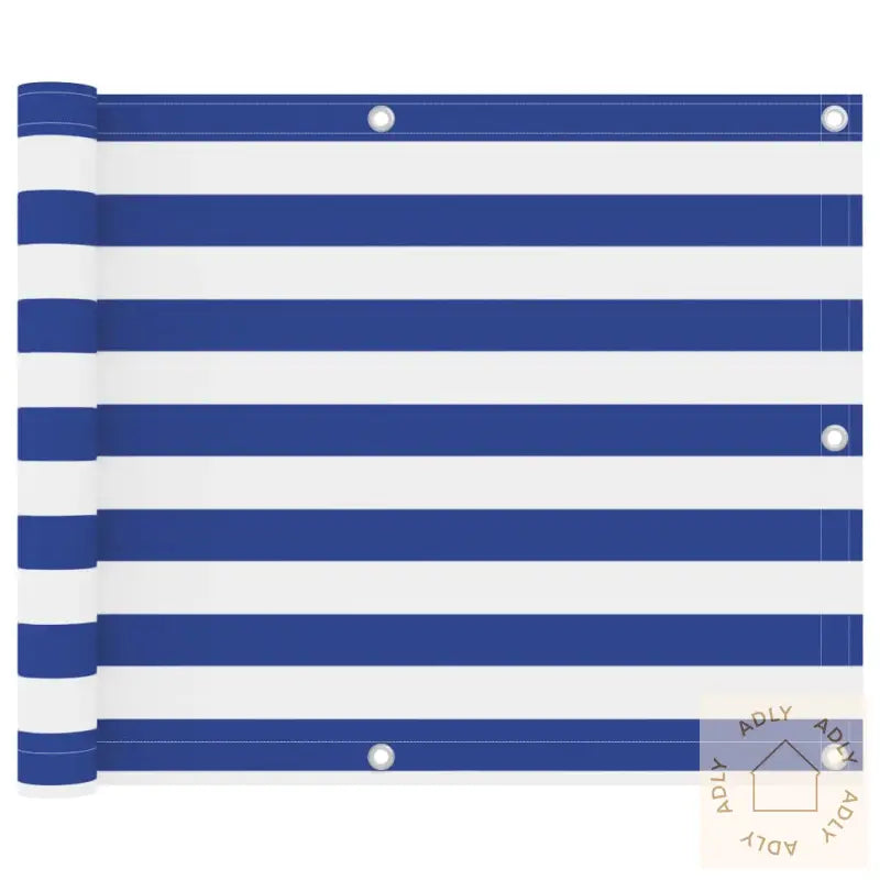 Balkongskjerm Hvit Og Blå 75X400 Cm Oxfordstoff