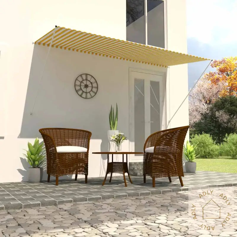 Uttrekkbar Markise 300X150 Cm Gul Og Hvit