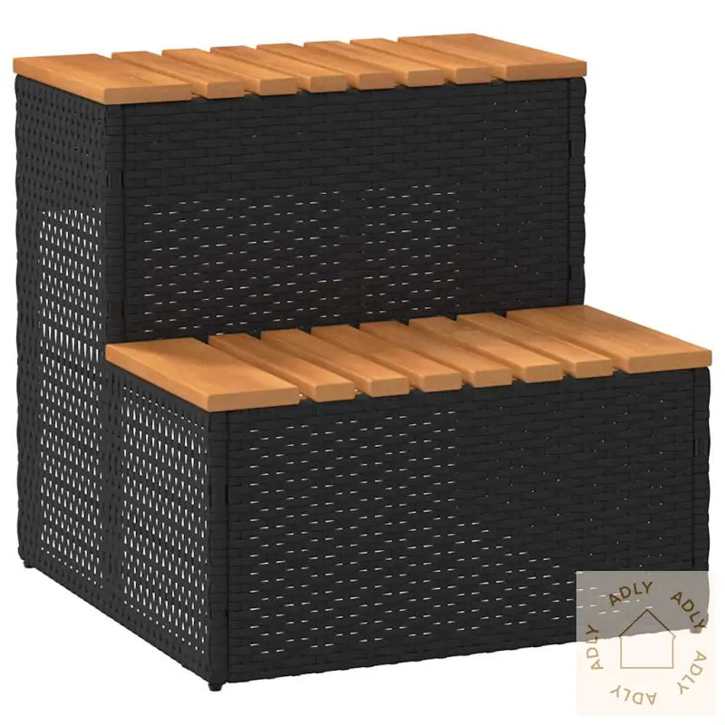 Badestamp Trinn Svart 50X50X50,5 Cm Polyrotting&Heltre Akasie