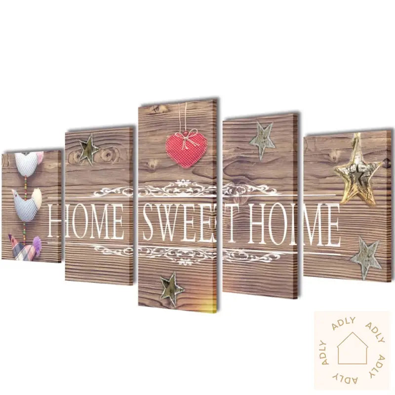 Kanvas Flerdelt Veggdekorasjon Home Sweet Home Design 200 X 100 Cm