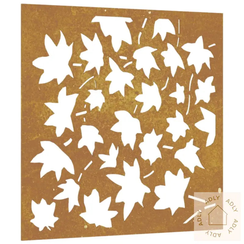 Veggdekorasjon Til Hage 55X55 Cm Cortenstål Lønnebladdesign