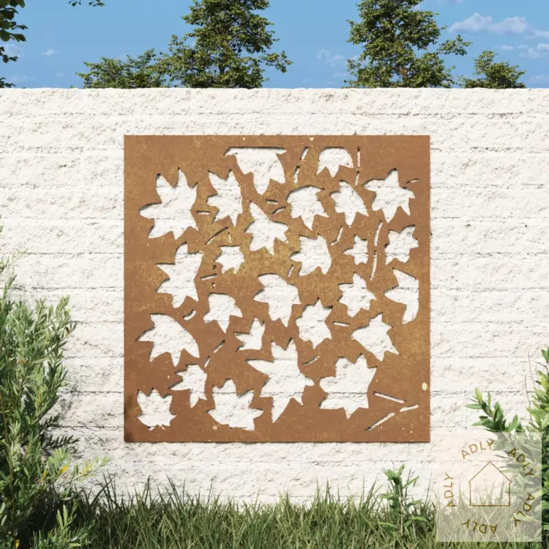 Veggdekorasjon Til Hage 55X55 Cm Cortenstål Lønnebladdesign