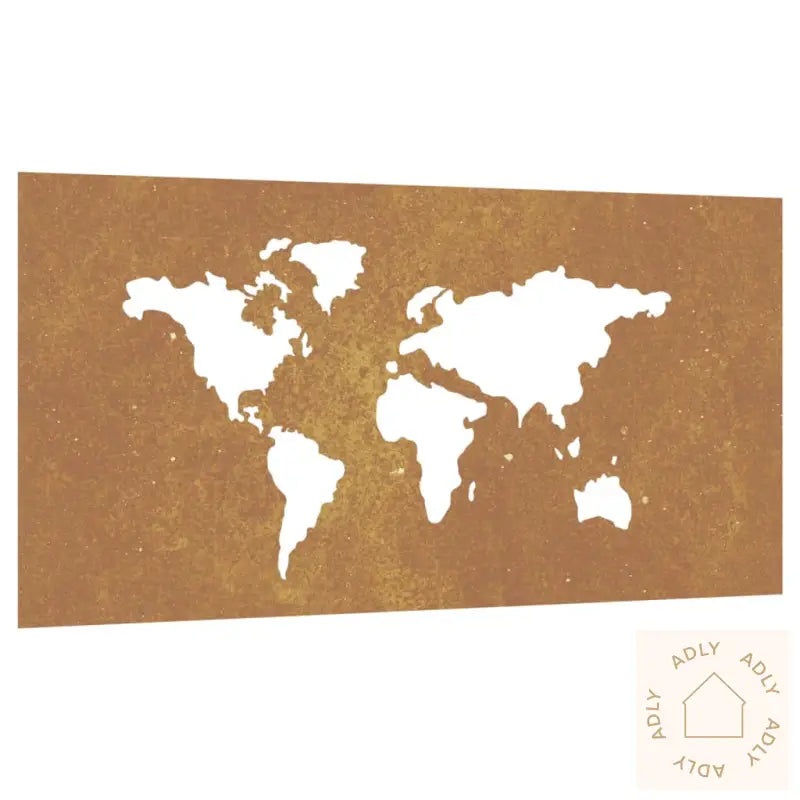 Veggdekorasjon Til Hage 105X55 Cm Cortenstål Verdenskart-Design