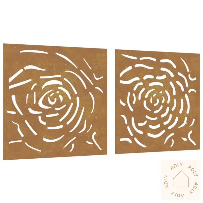 Veggdekorasjoner Til Hage 2 Stk 55X55 Cm Cortenstål Rosedesign