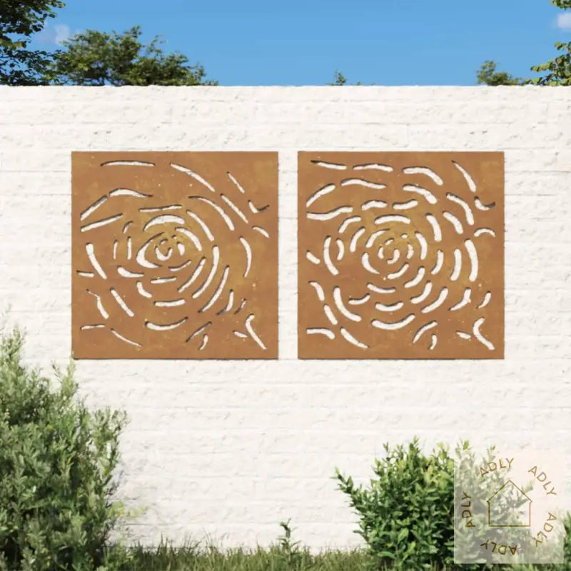 Veggdekorasjoner Til Hage 2 Stk 55X55 Cm Cortenstål Rosedesign