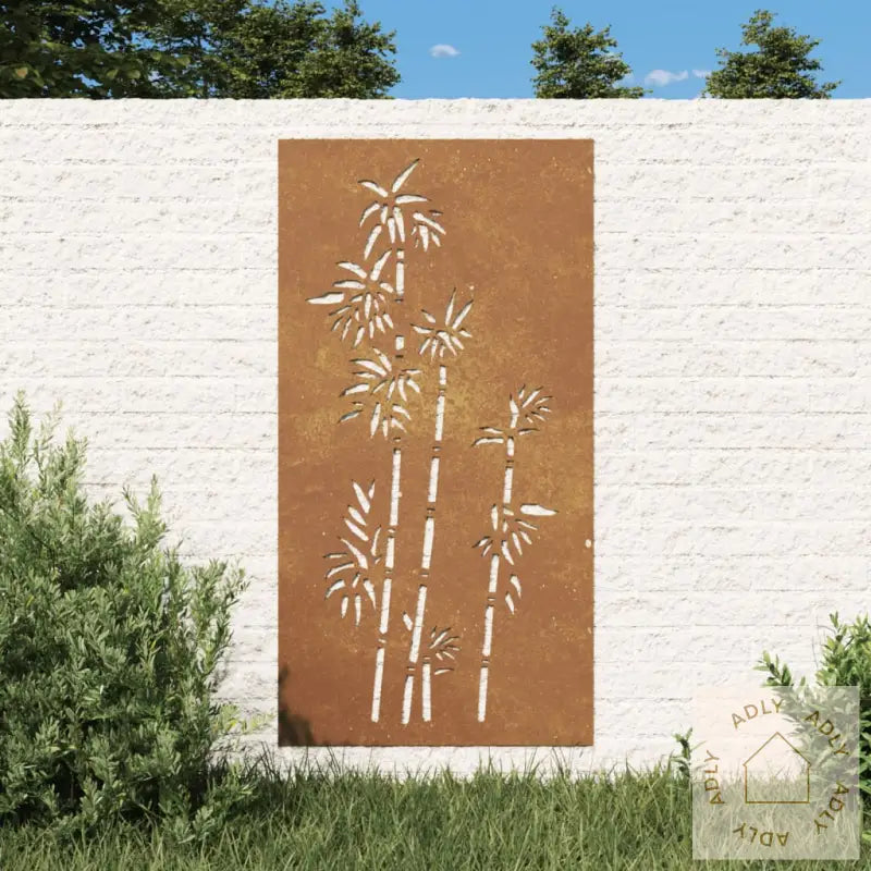 Veggdekorasjon Til Hage 105X55 Cm Cortenstål Bambusdesign