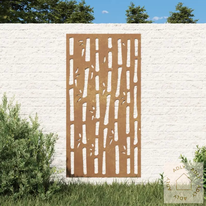 Veggdekorasjon Til Hage 105X55 Cm Cortenstål Bambusdesign